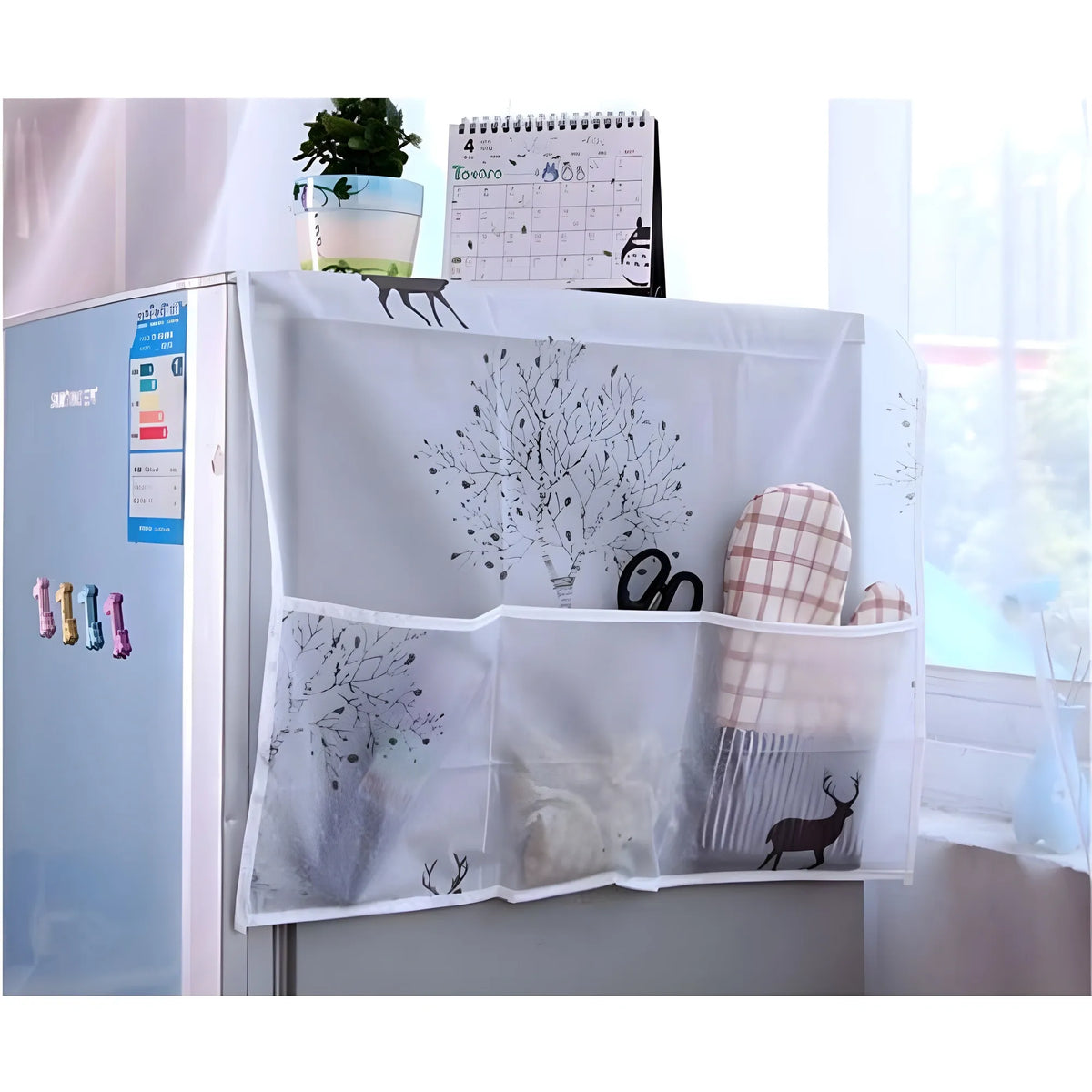 Refrigerator & Microwave Oven Cover – Dustproof, Waterproof, and Heat-Resistant Protective Organizer (Color: Assorted )