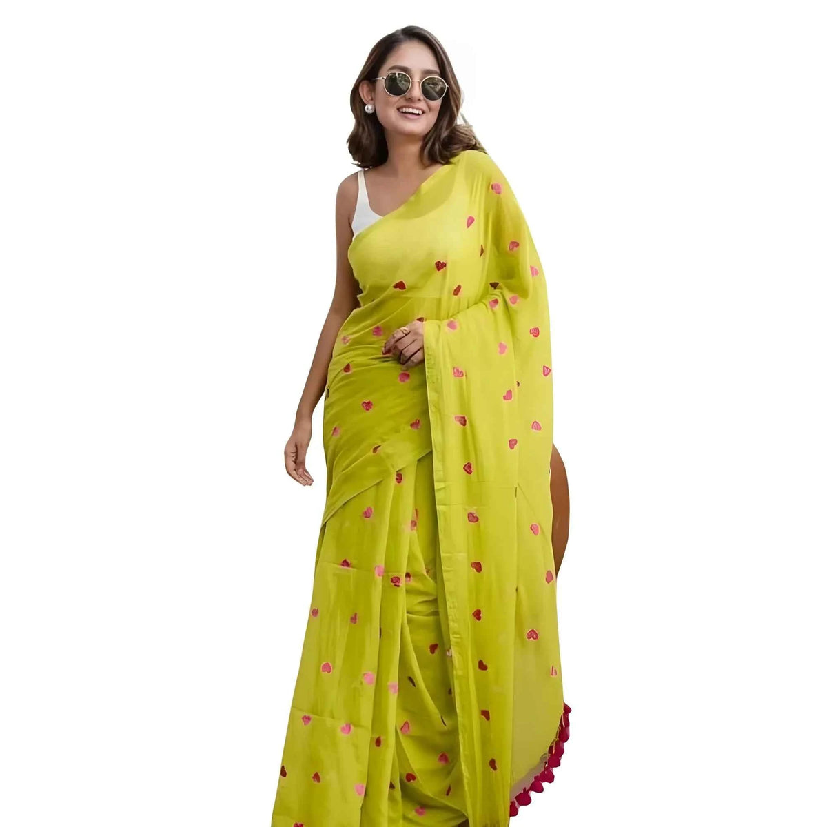 Eira Linen Printed Saree With Unstitched Blouse