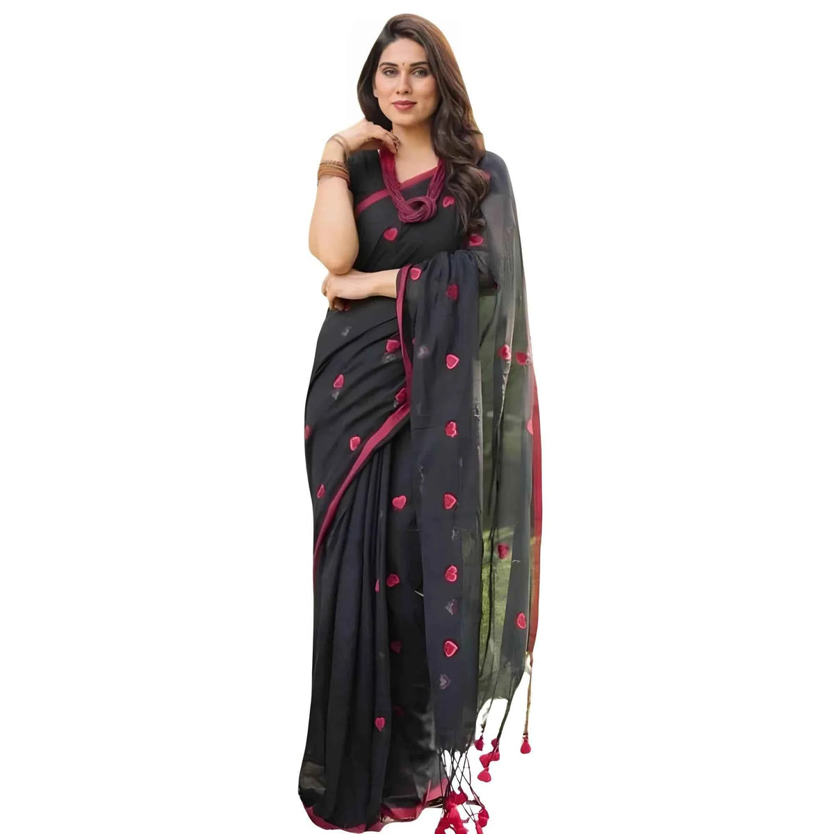 Navira Linen Printed Saree With Unstitched Blouse