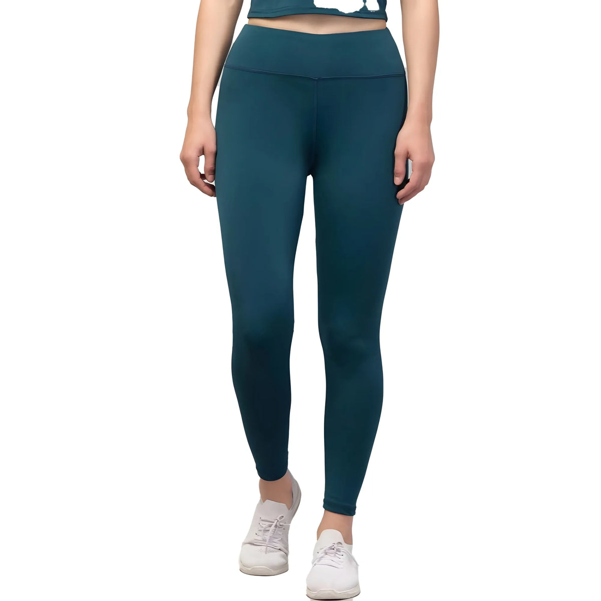 Women's Polyester Solid Ankle Length High-Rise Tights (Green)