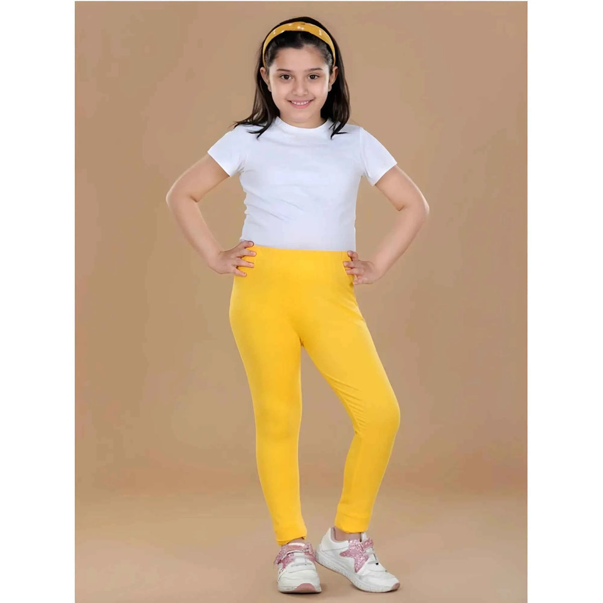 Ishara Girl Cotton Lycra Solid Elasticated Leggings