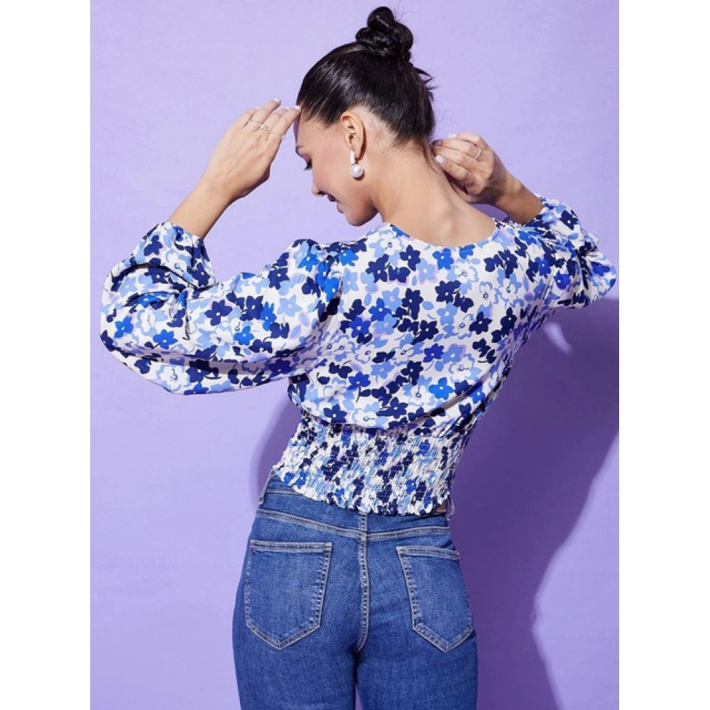 Women's Polyester Floral Long Sleeves Top (blue) | Women Signature Collection