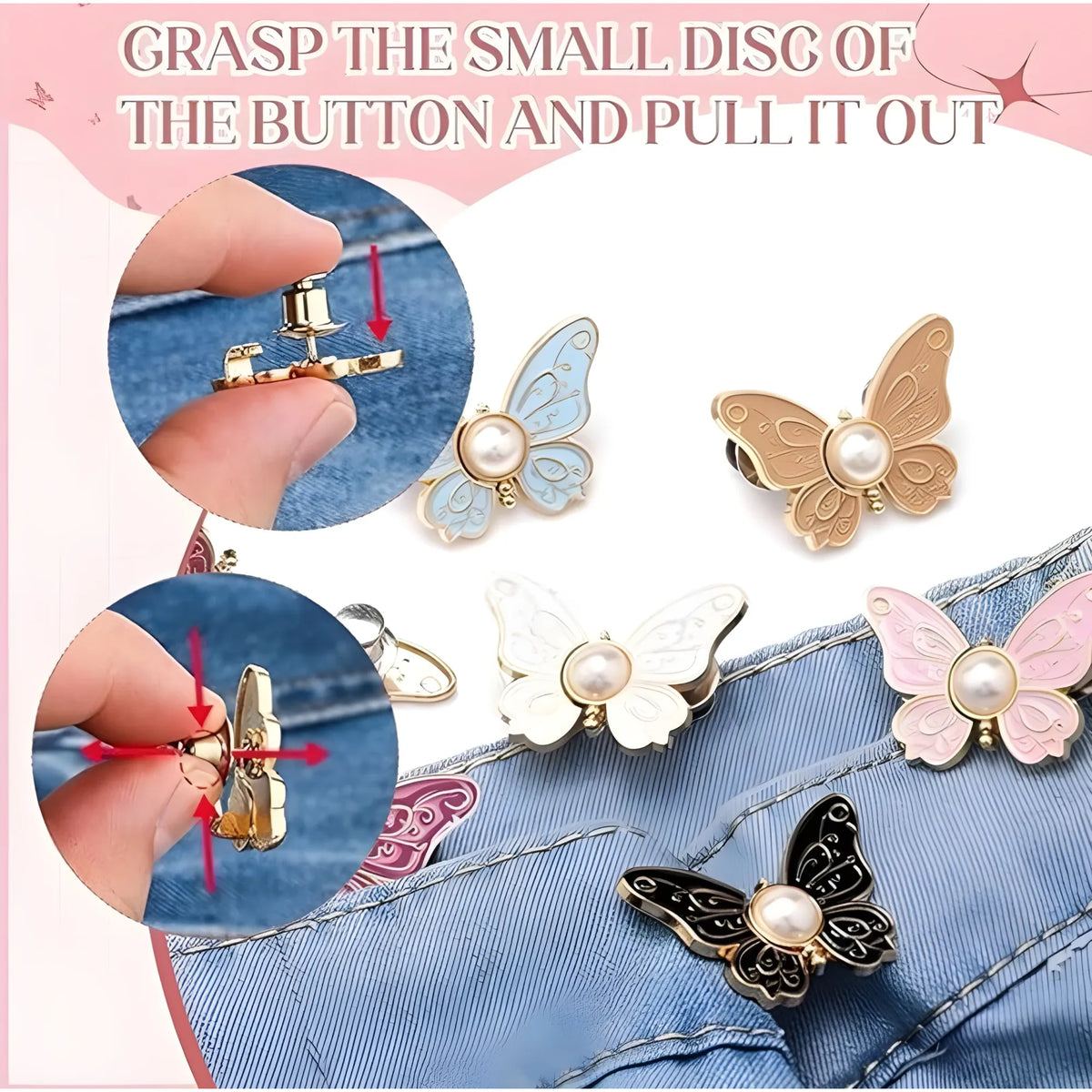 Pack of 2 Jeans Clip Butterfly (Multicolor)