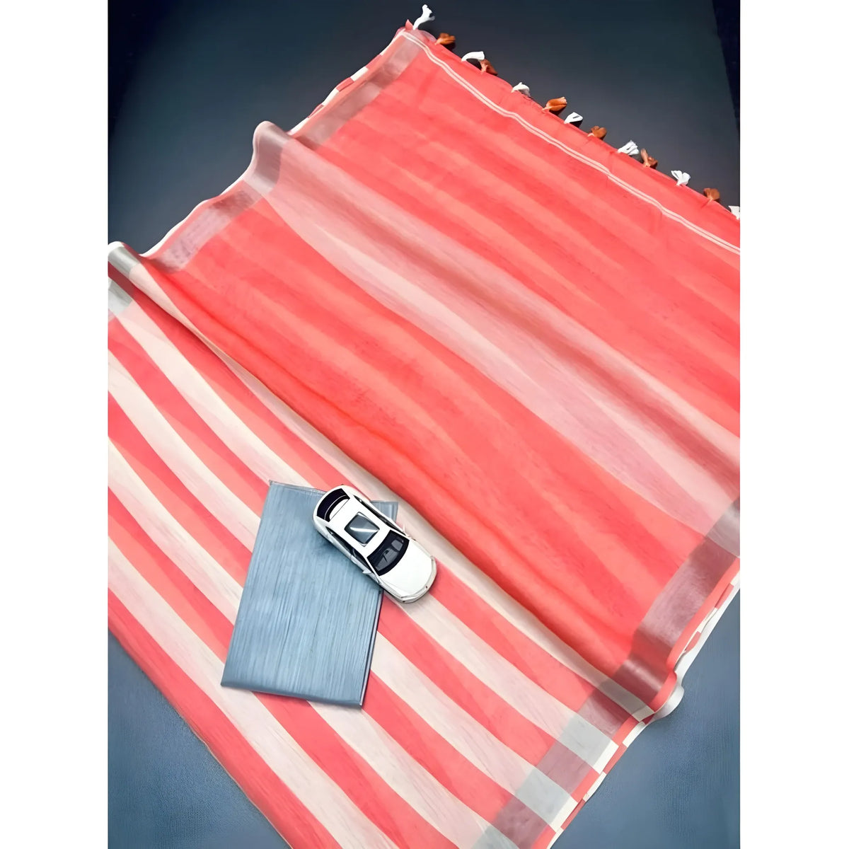 Women's Linen Printed Saree With Unstitched Blouse 5.5Mtr (Multicolor)