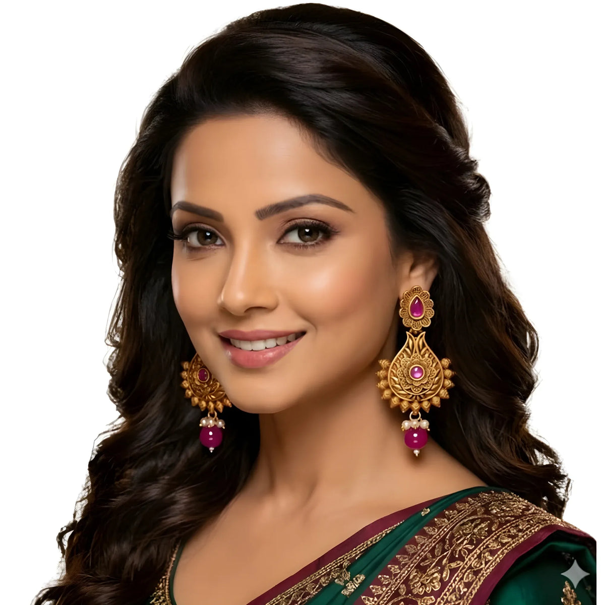 Women's Zinc Alloy Gold Plated Chandbali Earrings (Multicolor)