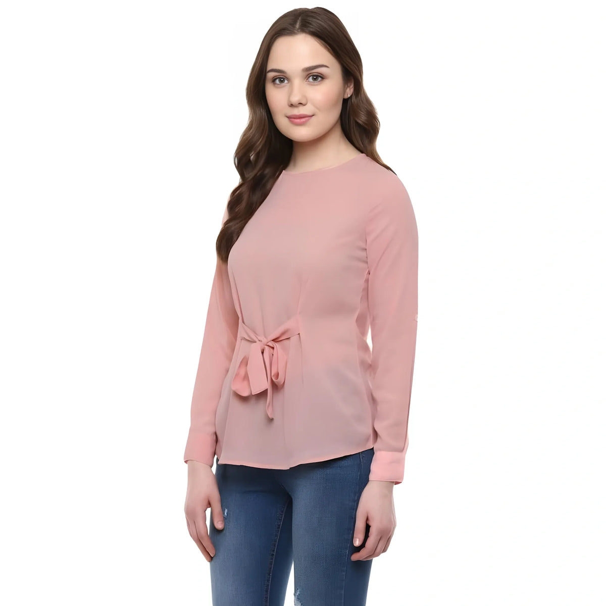 Calista Polyester Solid Long Sleeves Regular Top