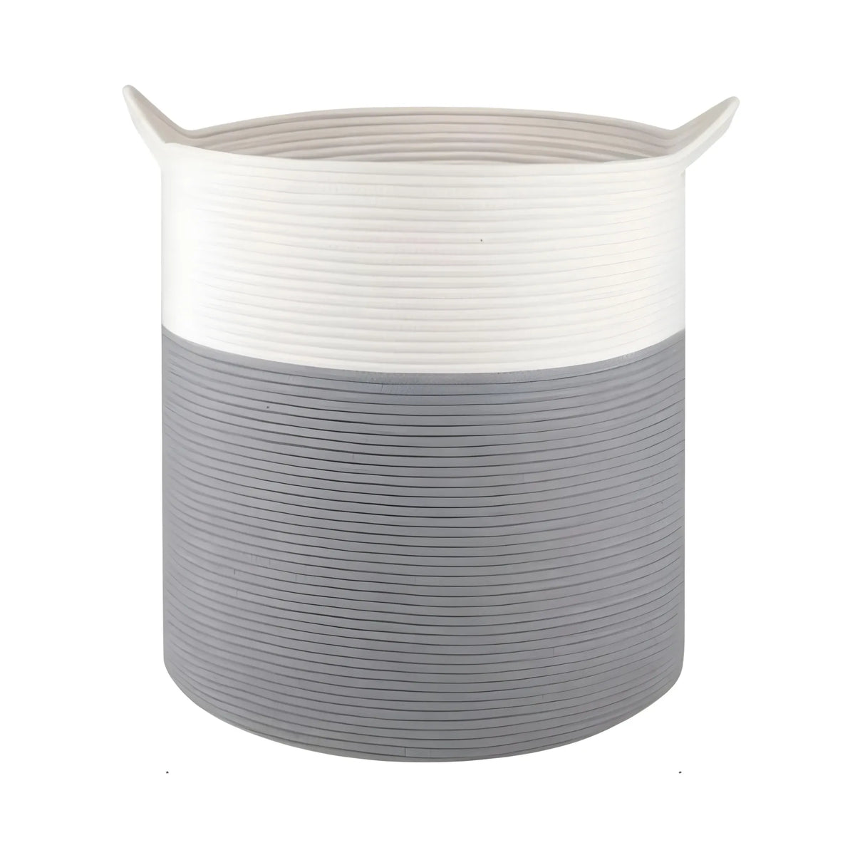 Cotton 12x14 Inch-1 Pcs Storage Basket For Clothes With Out Lid (Gray-White)