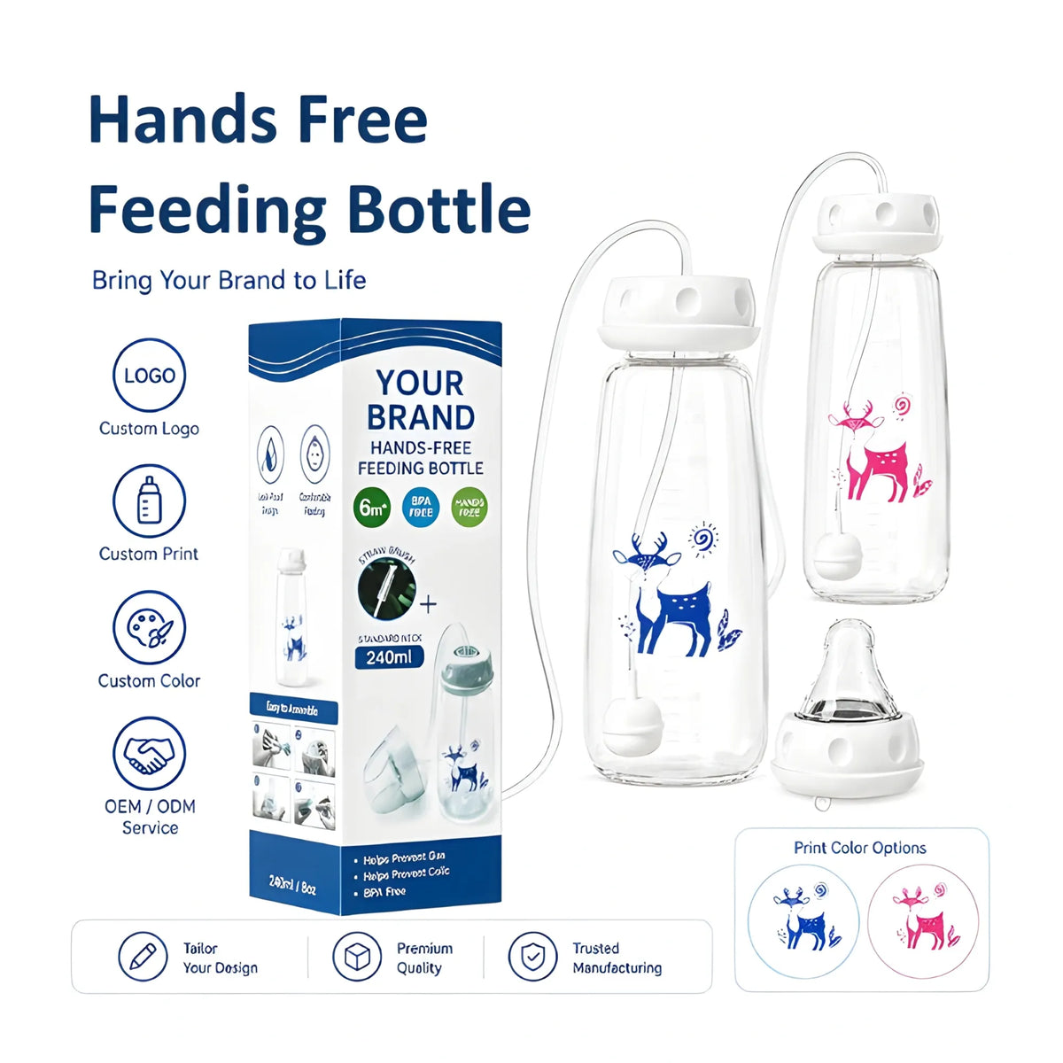 Plastic Hands Free Feeding Bottle (Clear)