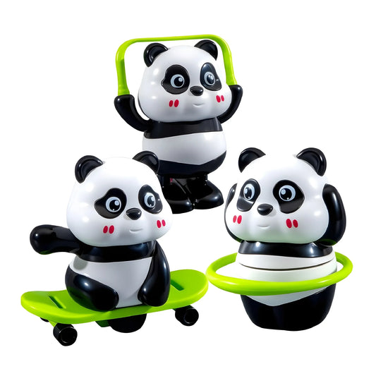 Plastic Cute Panda Action Toy Set (Multicolor)