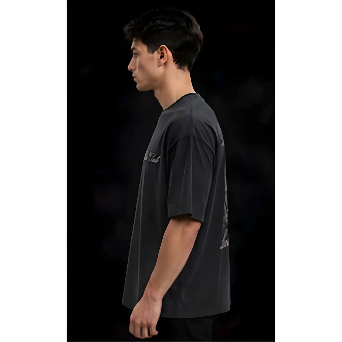 Men's Cotton Blend Printed Oversized Round Neck Half Sleeve T-Shirt (Grey)