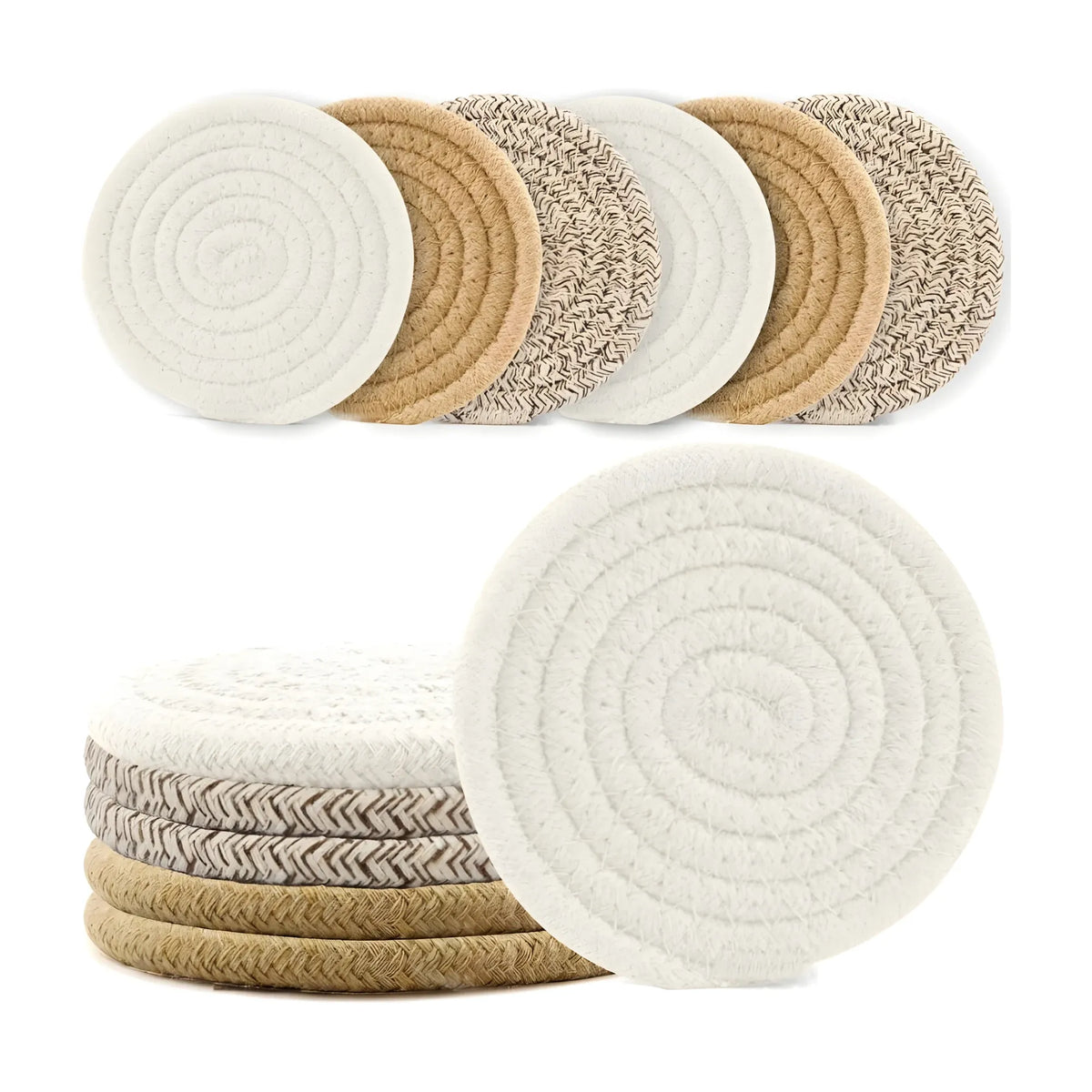 Cotton Rope Drink Coasters 6 Pcs Set (Multicolor)