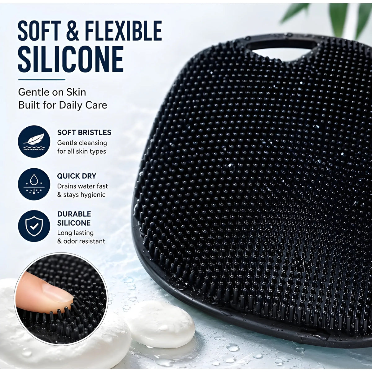 Silicone Body Scrubber Bath Brush (Black)