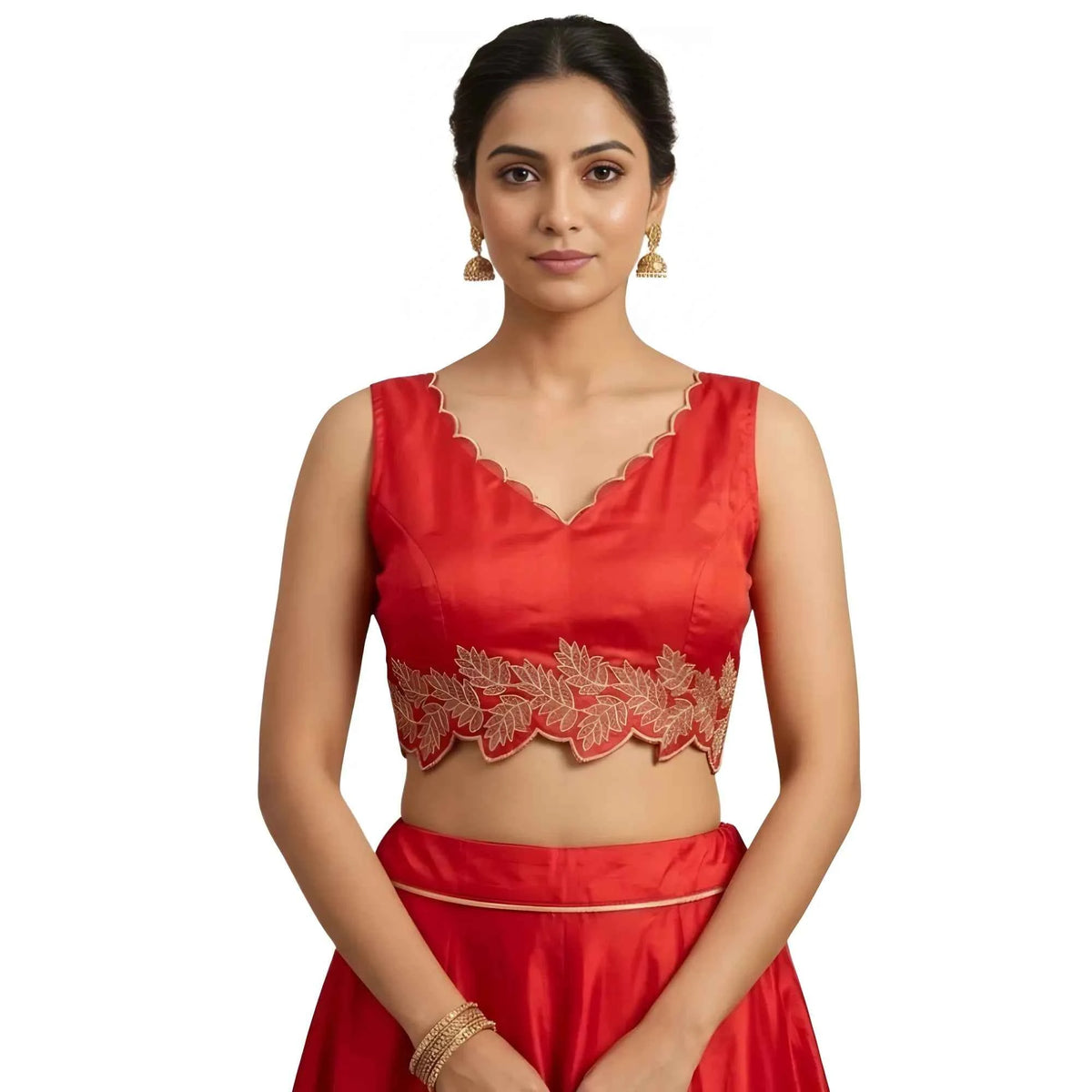 Elora Silk Embroidered Sweetheart Neck Sleeveless Readymade Padded Blouse