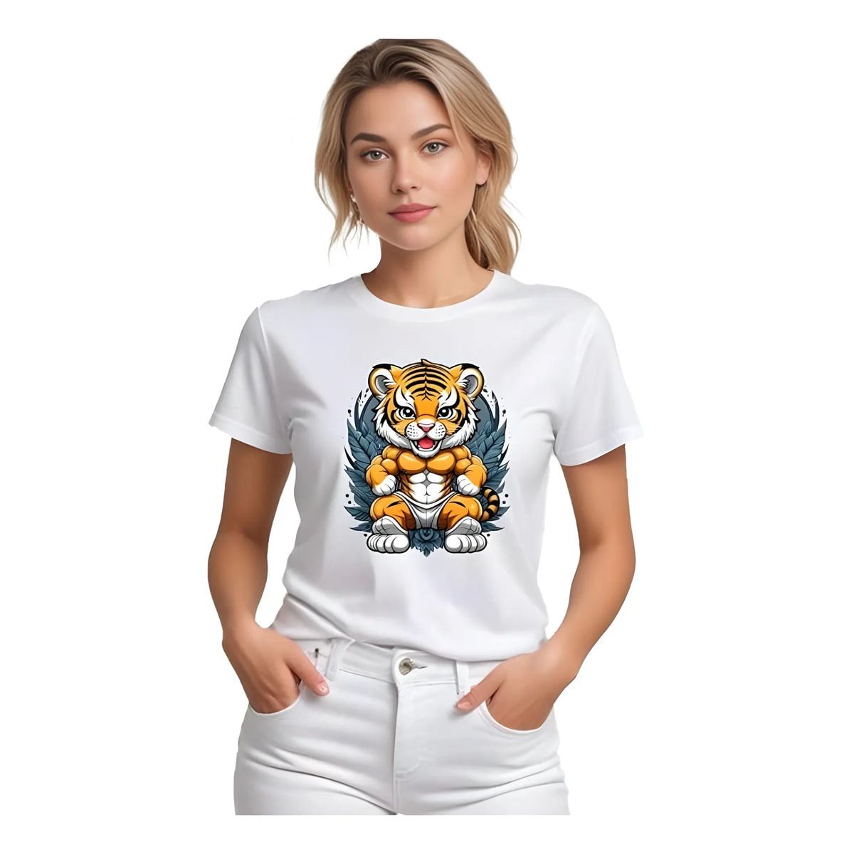 Women's Polyester Solid Printed Round Neck Half Sleeve T-shirt (White)