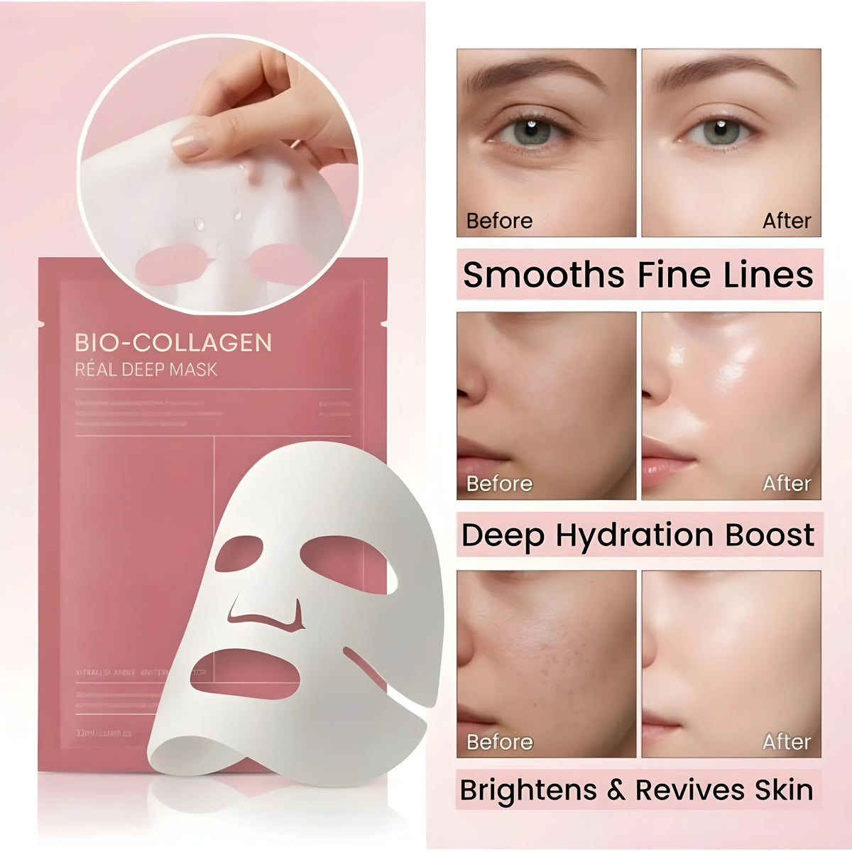 Pack of 2 Bio-Collagen Face Mask (Multicolor)