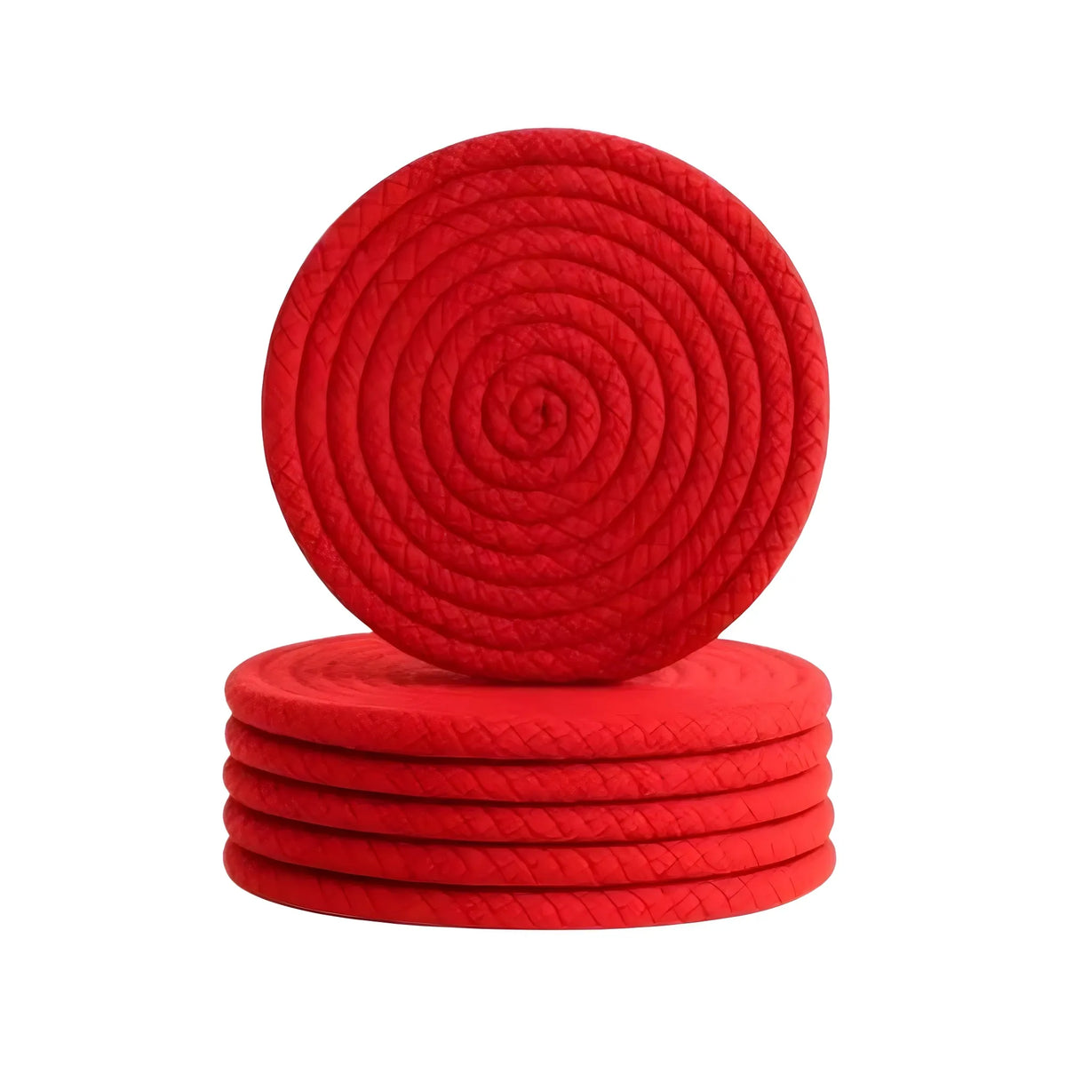 Cotton Rope Drink Coasters 6 Pcs Set (Red)