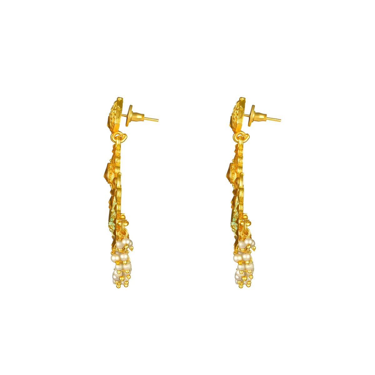 Women's Rose Gold Plated Alloy Kundan Earrings &amp; Mangtikka (Green)