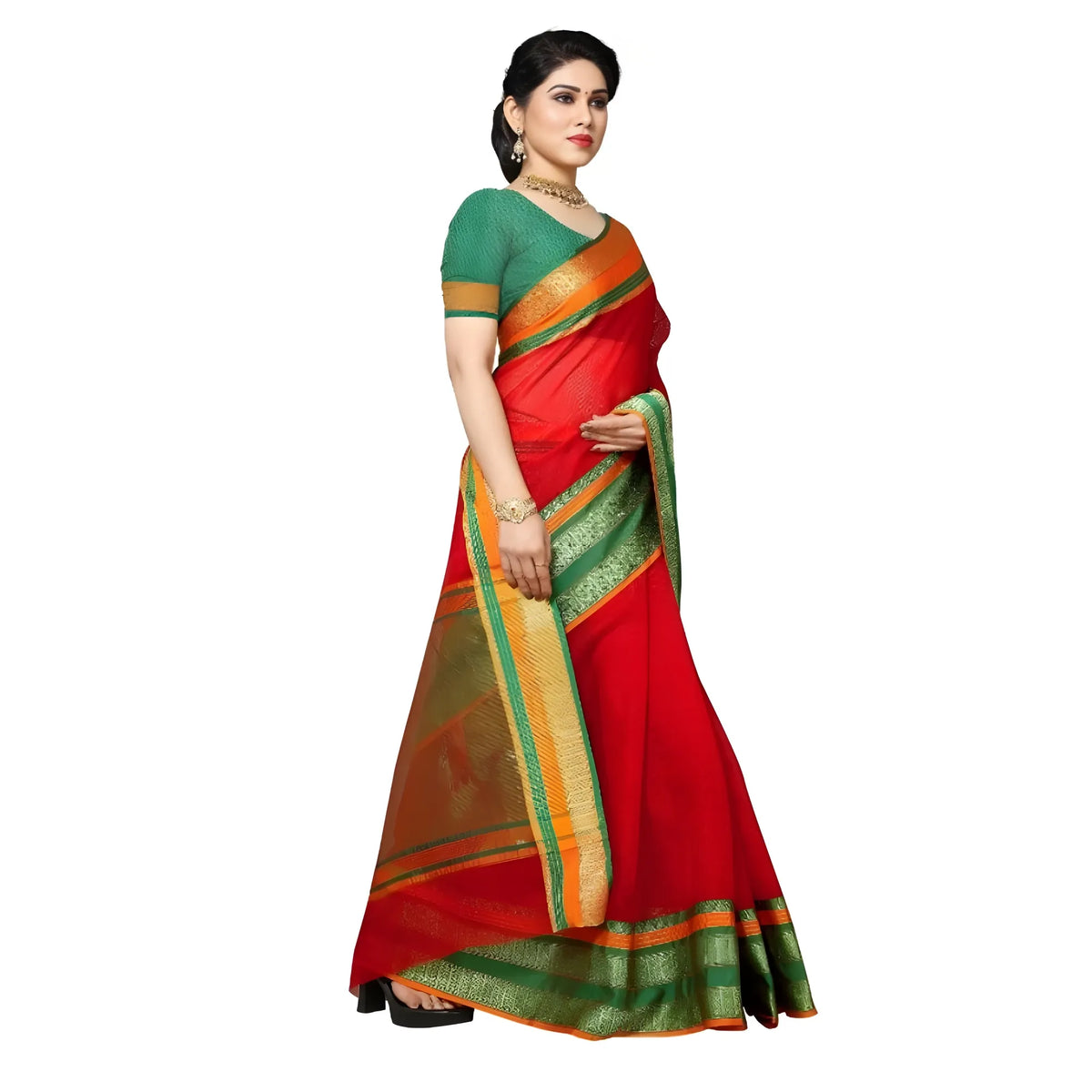 Rivana Kota Doria Cotton Border Saree With Blouse