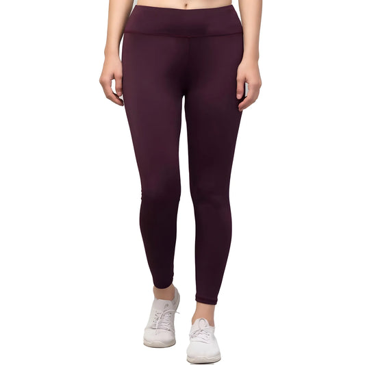 Women's Polyester Solid Ankle Length High-Rise Tights (Purple)