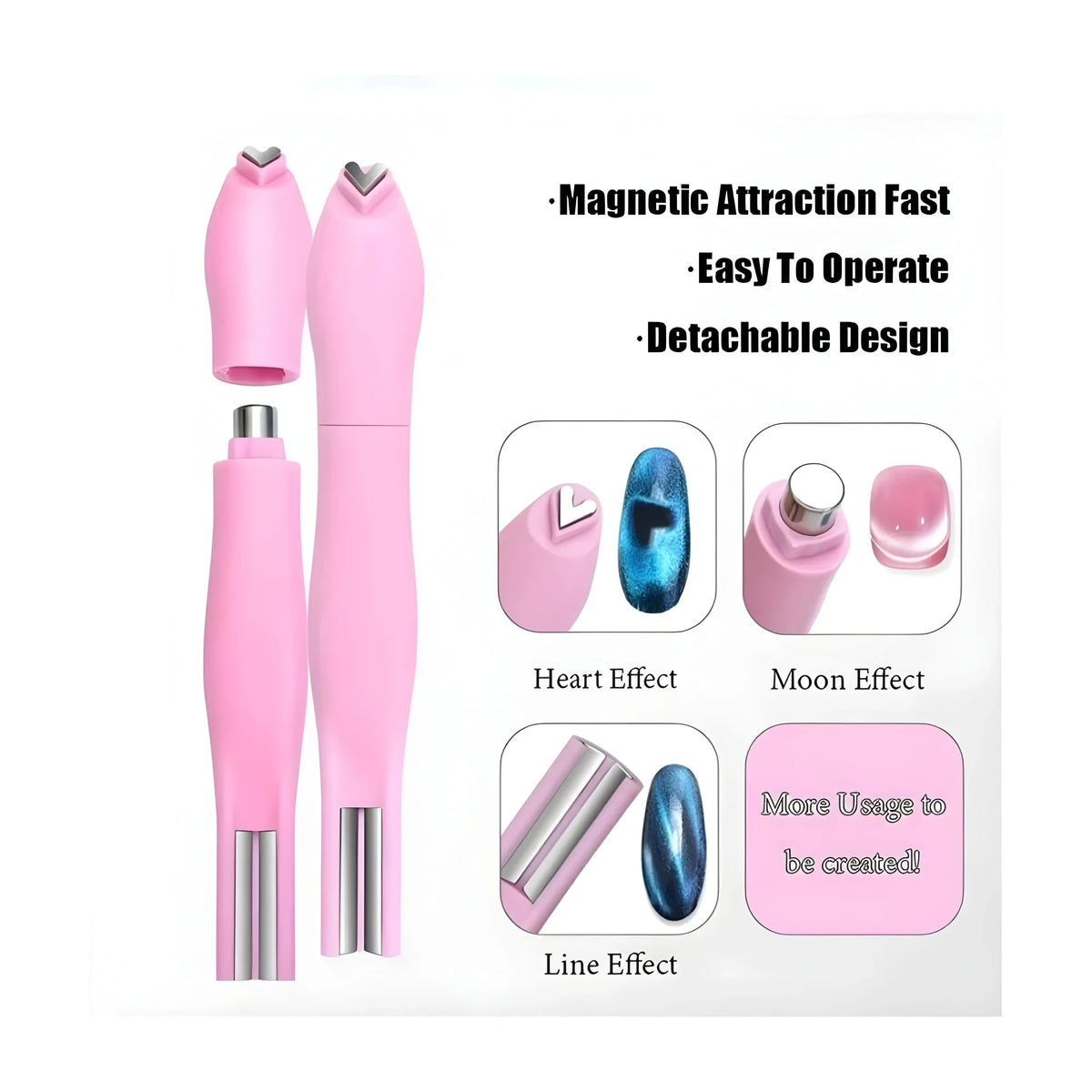 Plastic Solid Magnetic Nail Art Pen Set (Multicolor)
