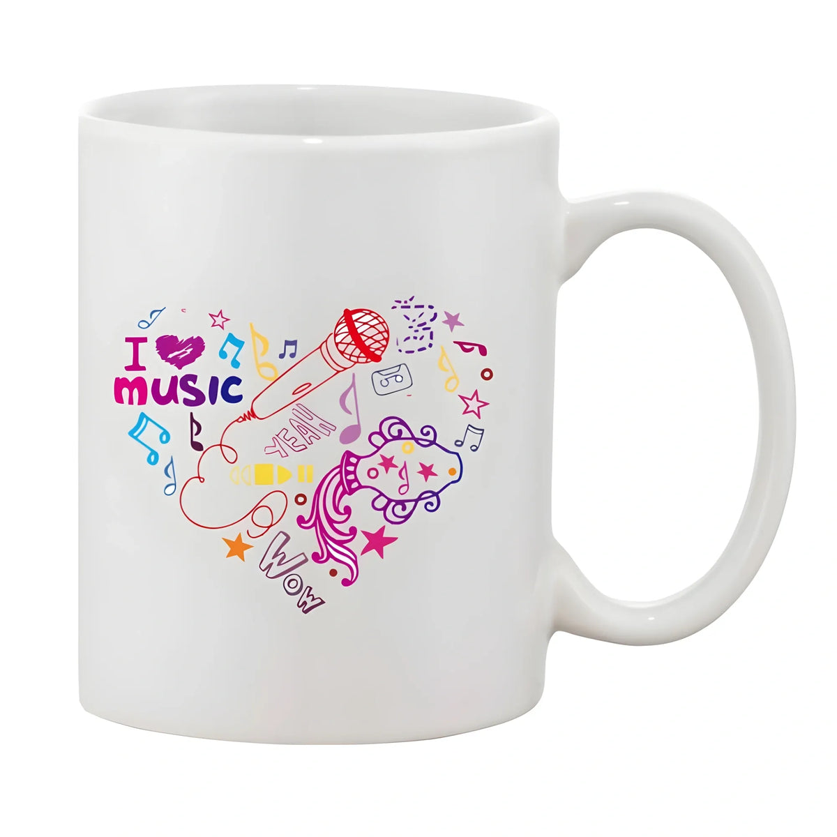 Printed Ceramic Coffee Mug - 1 Pieces, White, 11oz