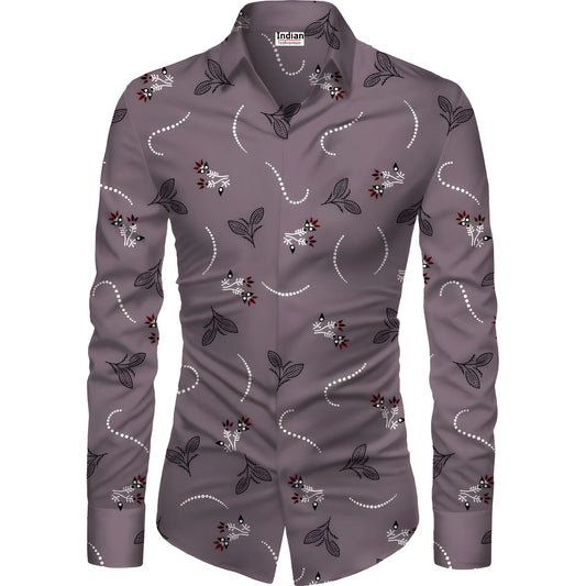 Men's Casual Floral Printed Cotton Blend Unstitched Shirt Fabric 1.6 Mtrs (Violet)