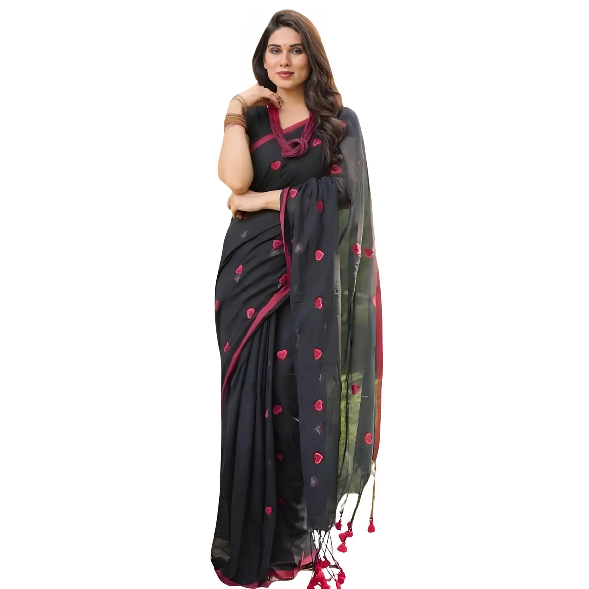 Navira Linen Printed Saree With Unstitched Blouse
