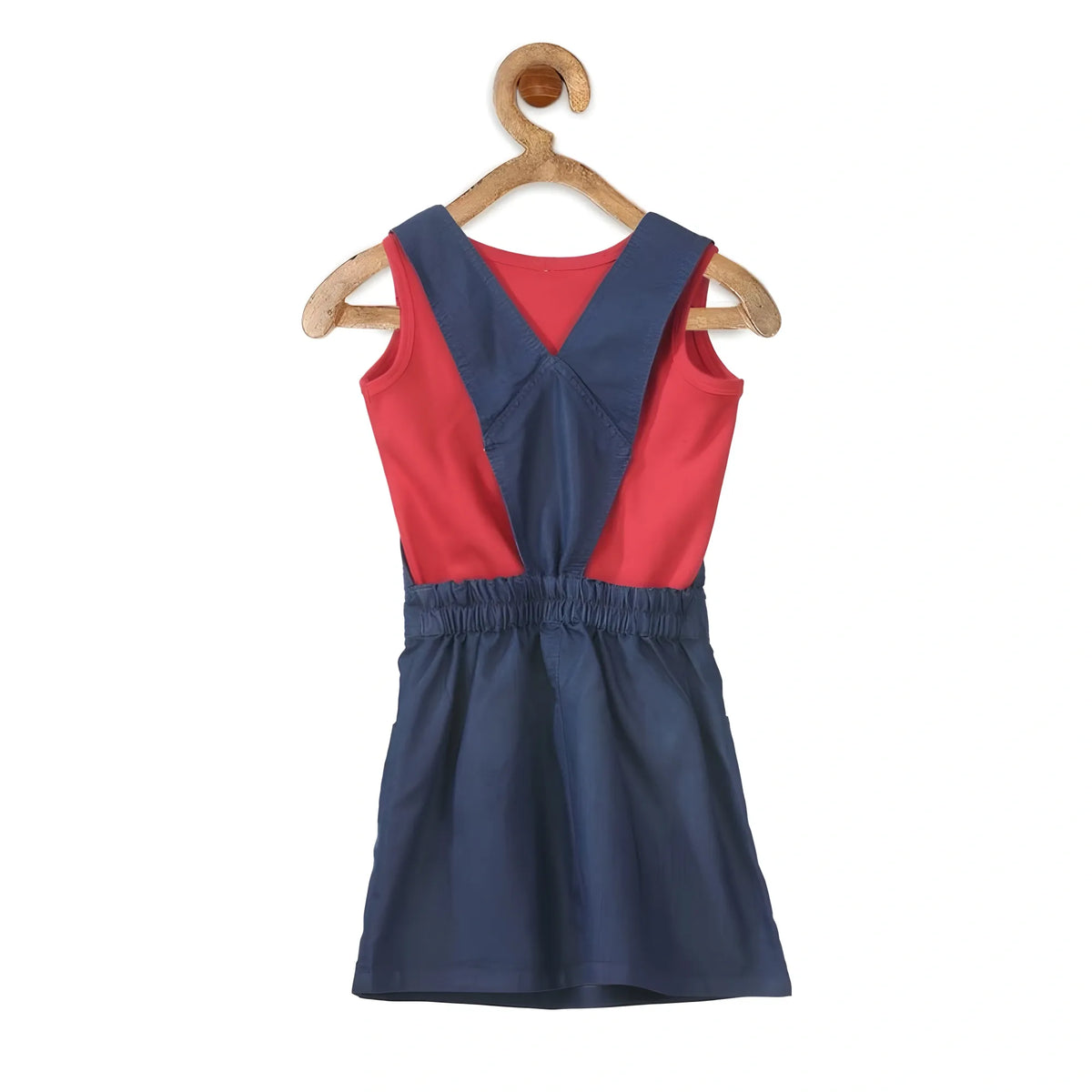 Girl's Denim &amp; Cotton Bow Sleeveless Dungaree (red) | Kids Signature Collection