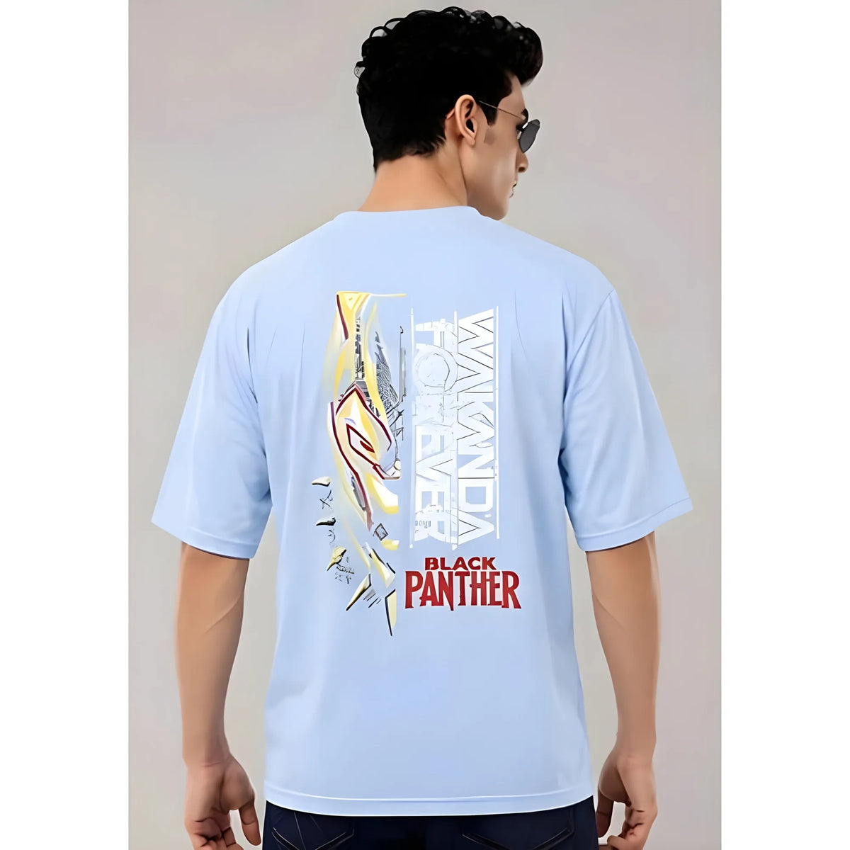 Men's Cotton Blend Printed Oversized Round Neck Half Sleeve T-Shirt (Lavender)