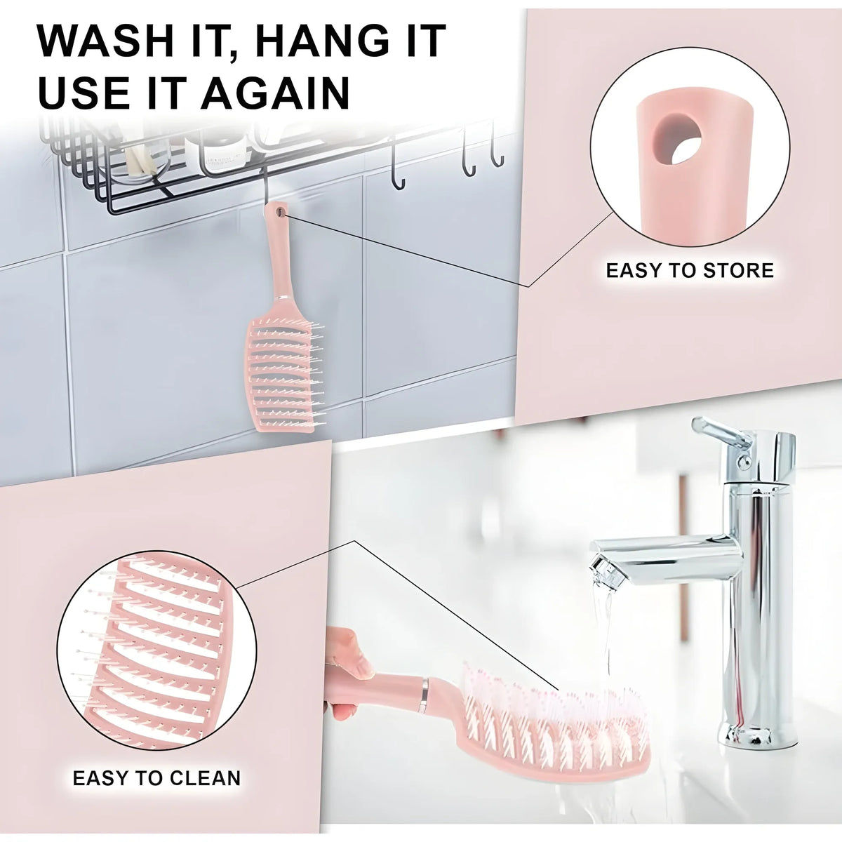 Plastic Detangling Hair Brush (Multicolor)
