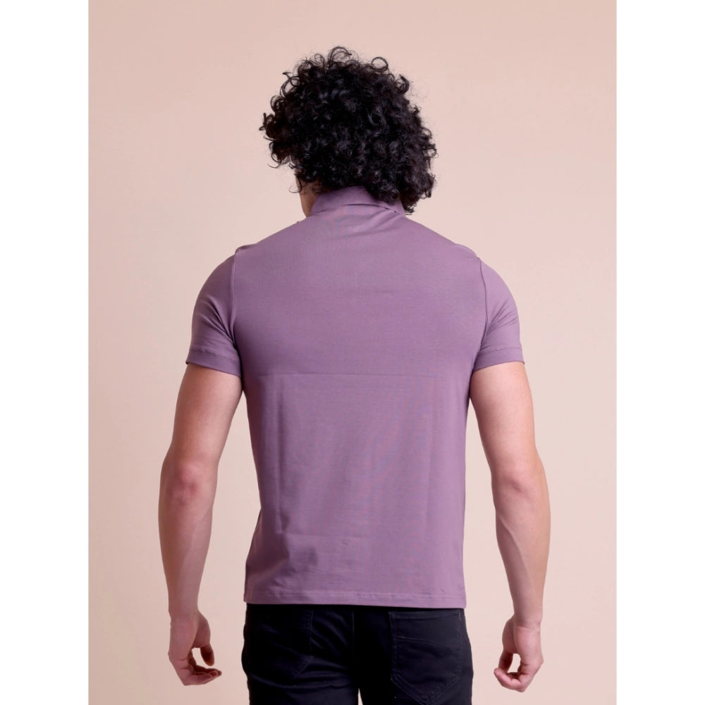 Men's Casual Cotton Solid Half Sleeve Polo Neck T Shirt (berry) | Men Signature Collection