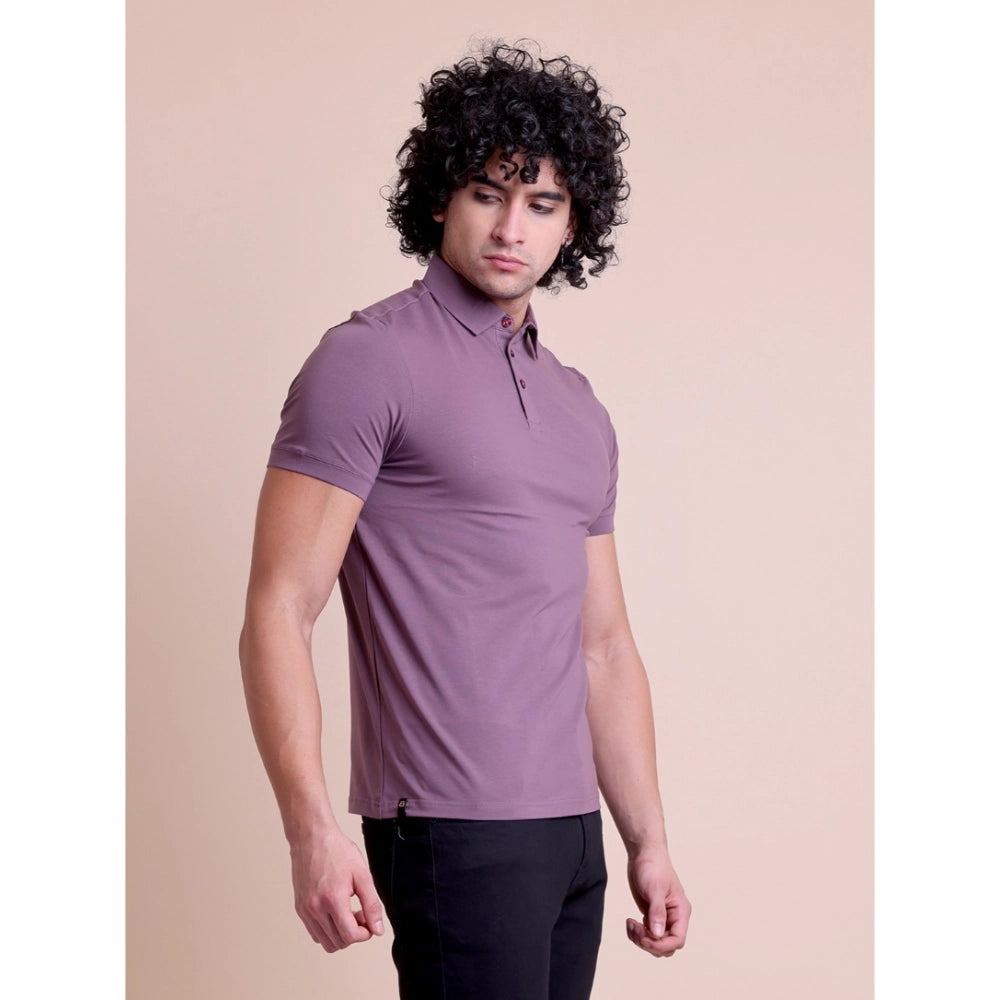 Men's Casual Cotton Solid Half Sleeve Polo Neck T Shirt (berry) | Men Signature Collection