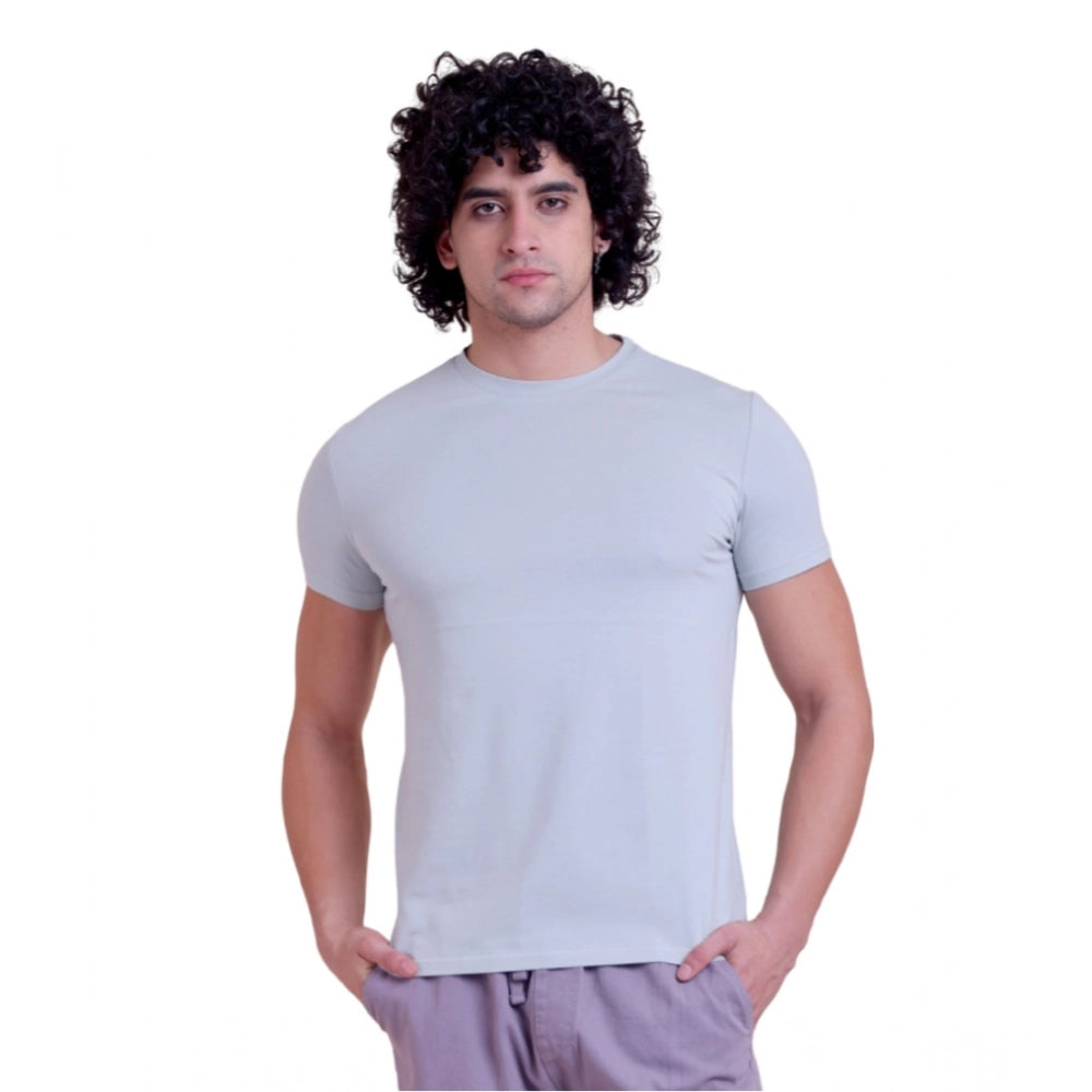 Men's Casual Cotton Solid Half Sleeve Round Neck T Shirt (grey) | Men Signature Collection