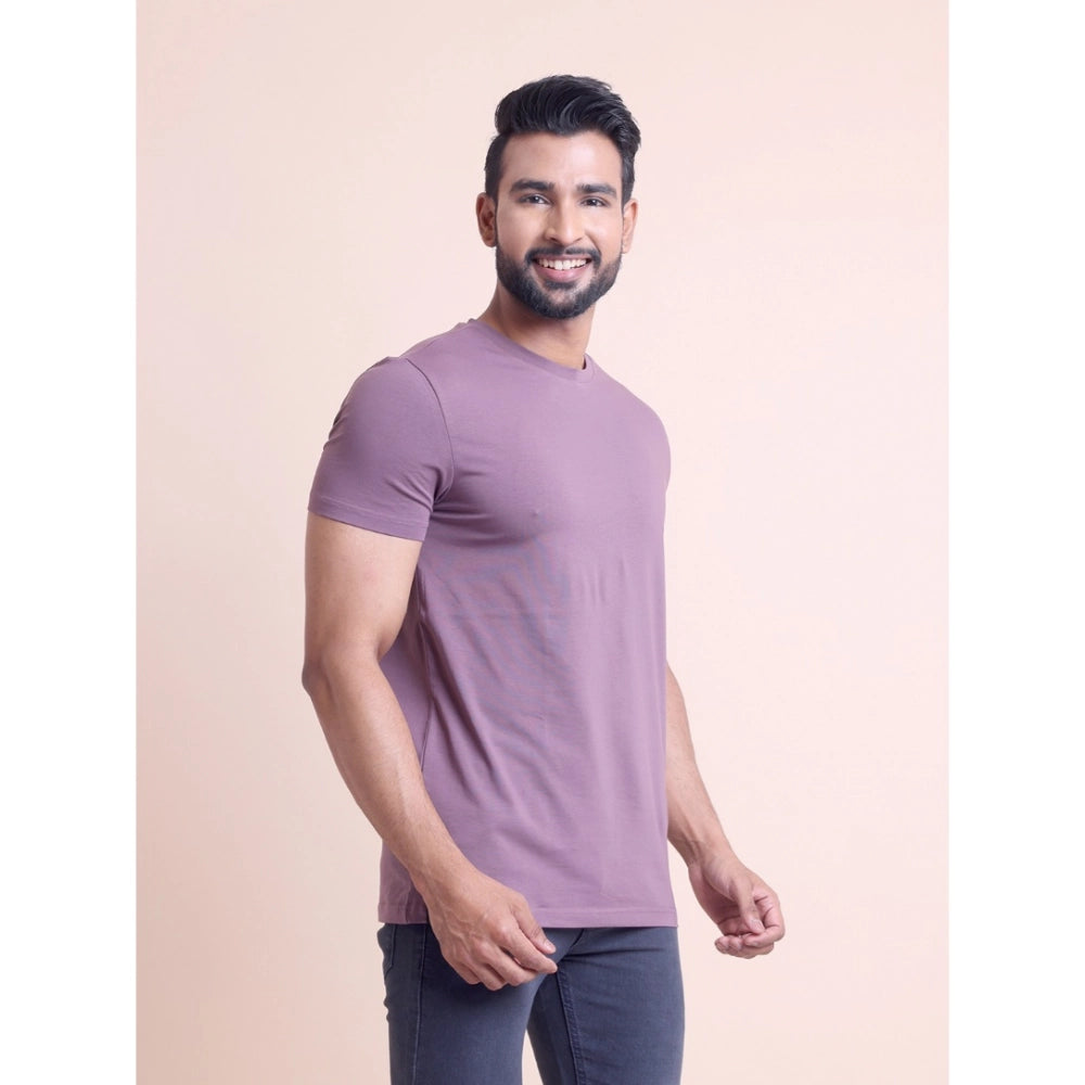 Men's Casual Cotton Solid Half Sleeve Round Neck T Shirt (berry) | Men Signature Collection
