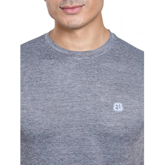 Men's Casual Nylon Solid Half Sleeve Round Neck T Shirt (black) | Men Signature Collection