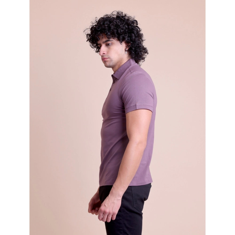 Men's Casual Cotton Solid Half Sleeve Polo Neck T Shirt (berry) | Men Signature Collection