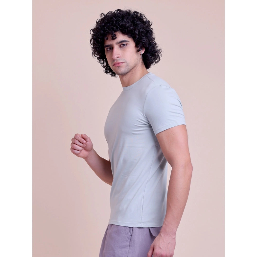 Men's Casual Cotton Solid Half Sleeve Round Neck T Shirt (grey) | Men Signature Collection