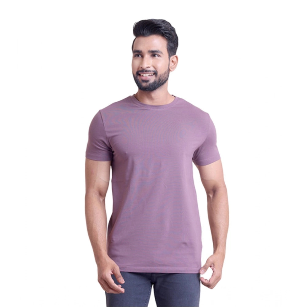 Men's Casual Cotton Solid Half Sleeve Round Neck T Shirt (berry) | Men Signature Collection