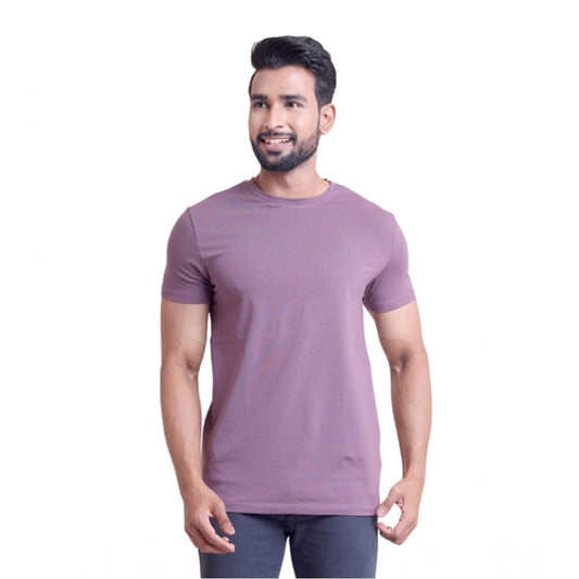 Men's Casual Cotton Solid Half Sleeve Round Neck T Shirt (berry) | Men Signature Collection