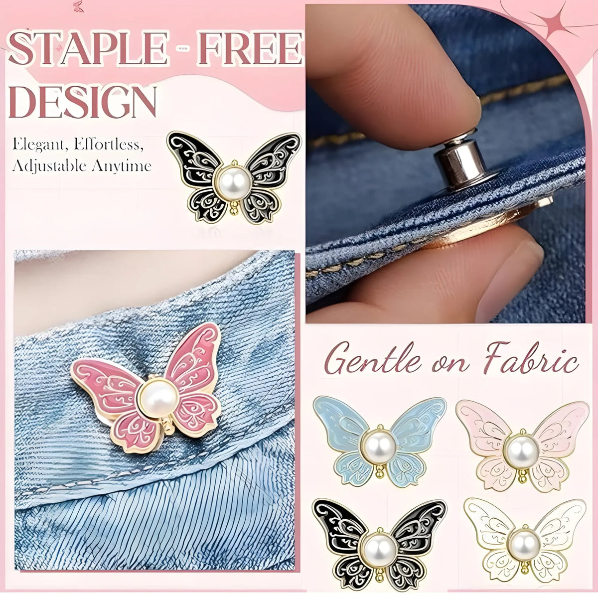 Pack of 2 Jeans Clip Butterfly (Multicolor)