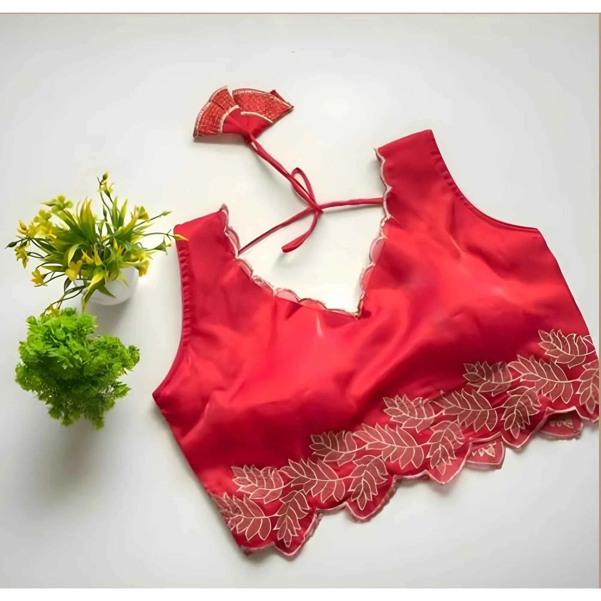 Elora Silk Embroidered Sweetheart Neck Sleeveless Readymade Padded Blouse