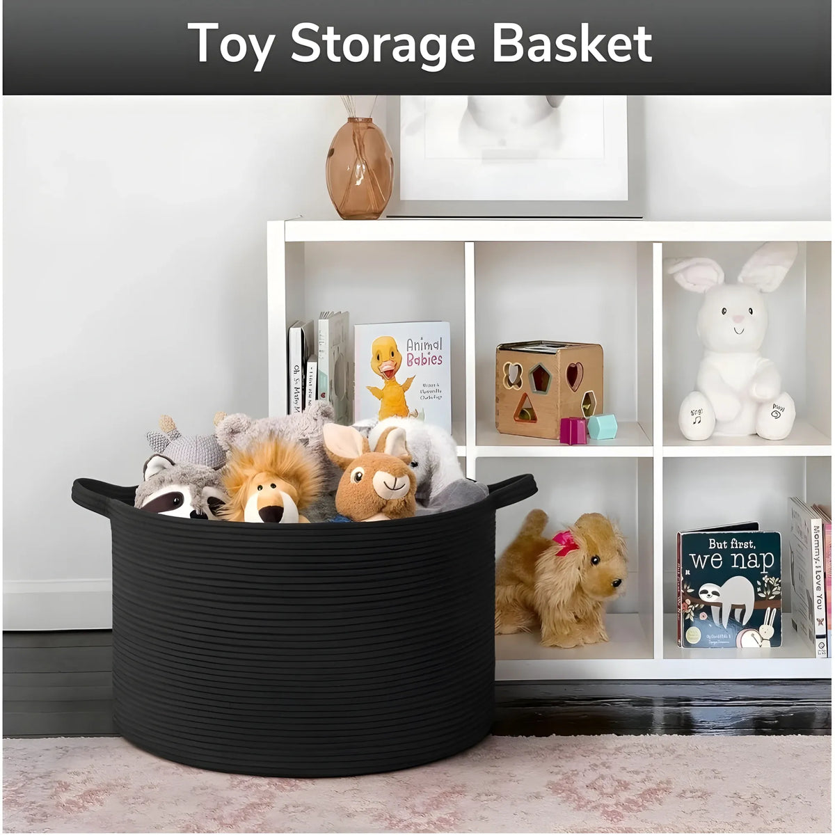 Cotton Basket 14x12 Inch Storage Basket For Clothes With Out Lid (Black)