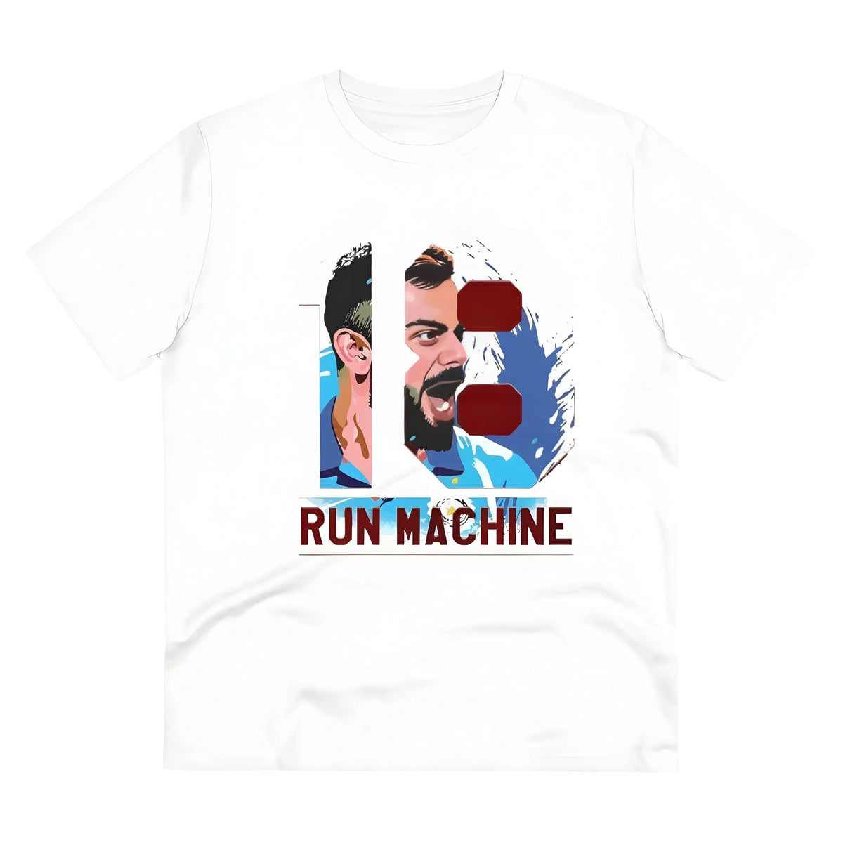 Men's PC Cotton Cricket Design Printed T Shirt (Color: White, Thread Count: 180GSM)