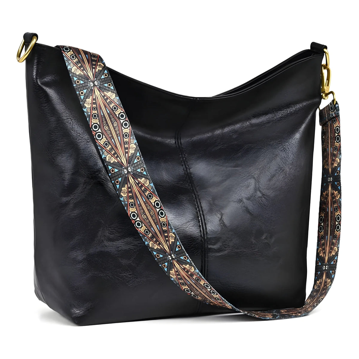 Women's PU Leather Zipper Handbag (Black)