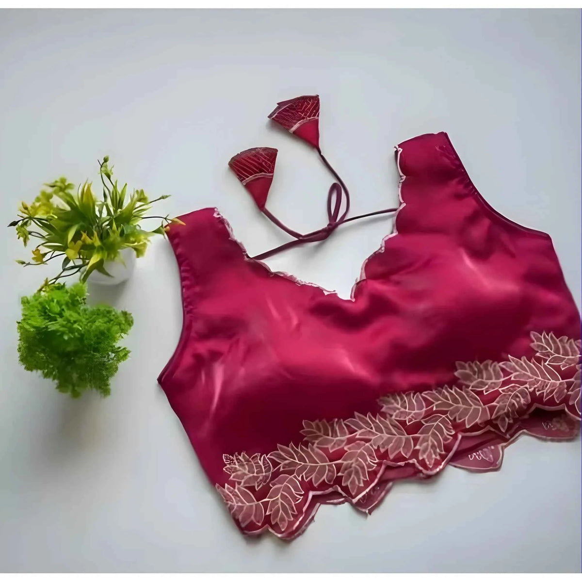 Vireya Silk Embroidered Sweetheart Neck Sleeveless Readymade Padded Blouse