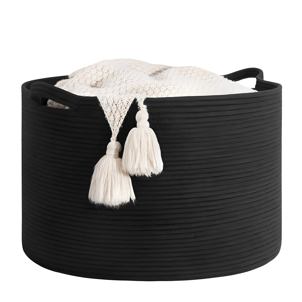 Cotton Basket 14x12 Inch Storage Basket For Clothes With Out Lid (Black)