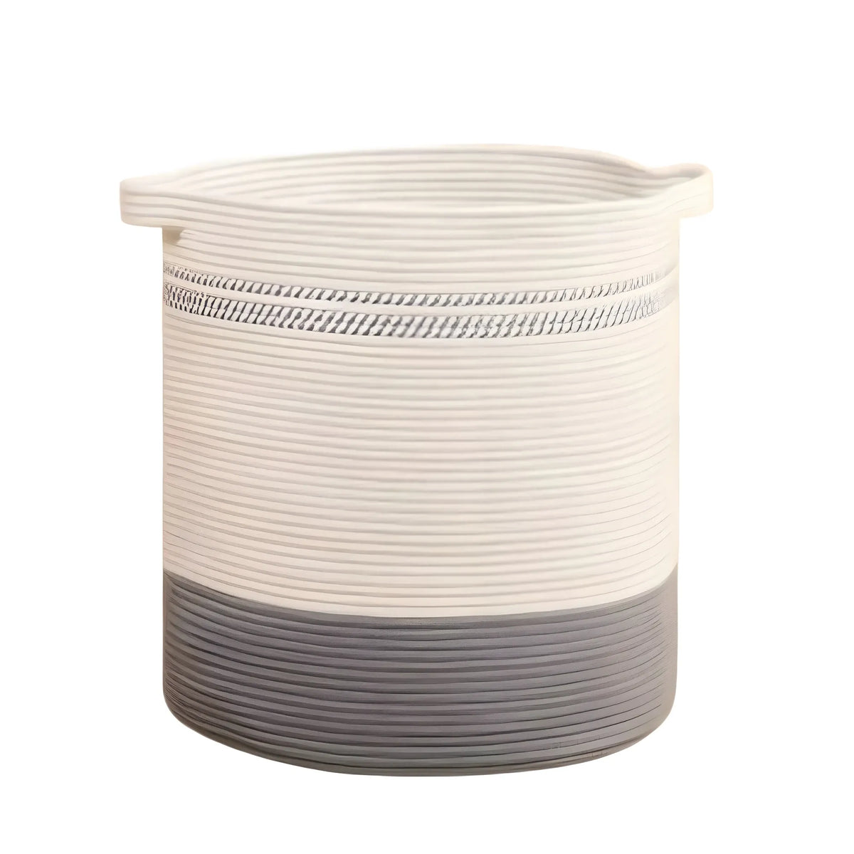 Cotton Pack Of_1 12x14 Inch Storage Basket For Clothes (Grey-White)