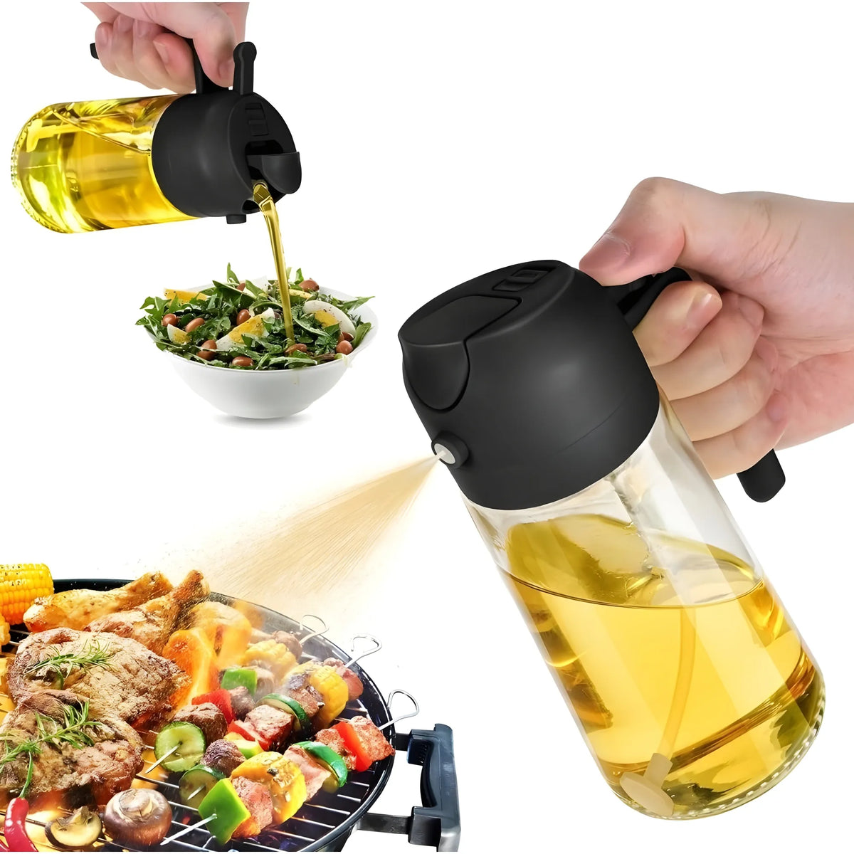 '- 2 in 1 Oil Dispenser (Black)