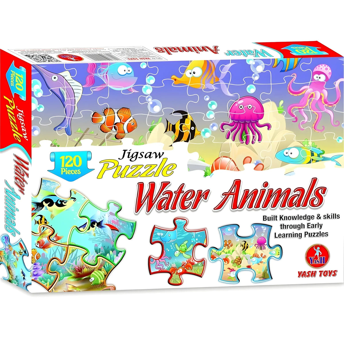 120_Pcs Jigsaw Puzzle Water Animals Set | Cardboard | Educational Toys | 4+ Years