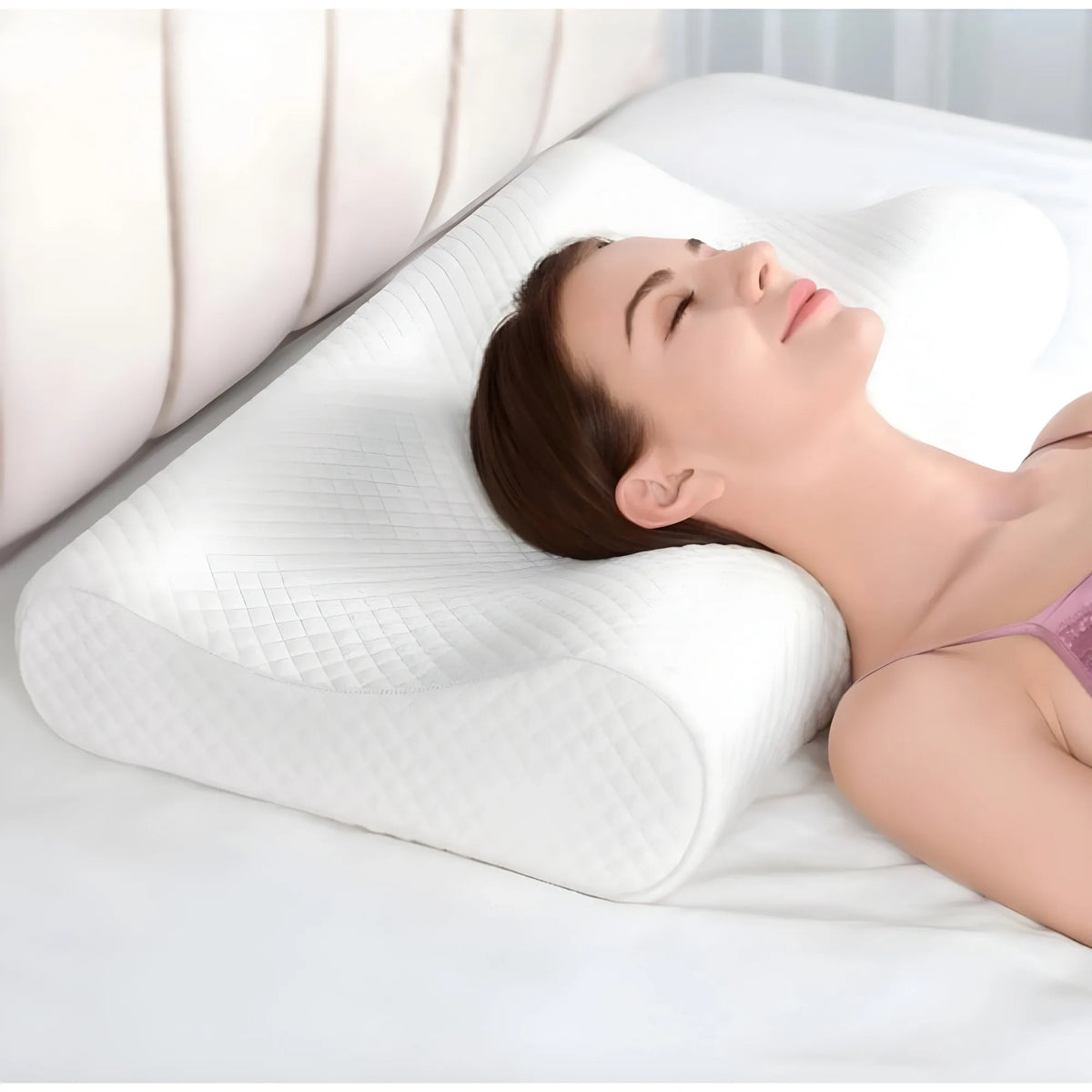 Memory Foam Orthopedic Neck Pillow (White)